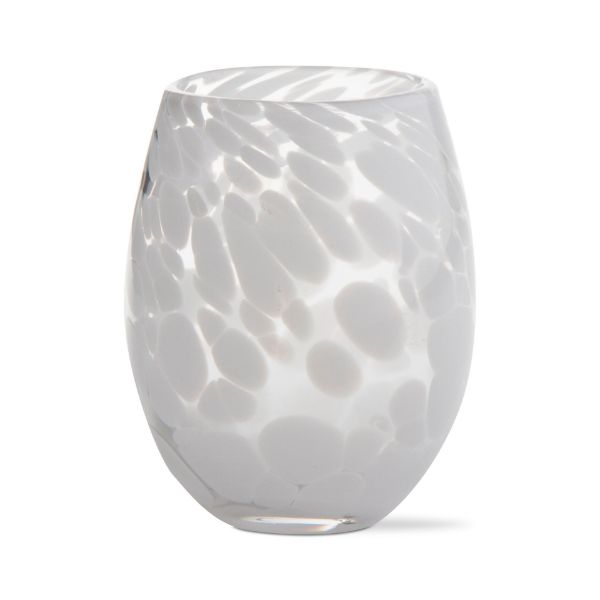 white confetti stemless wine glass
