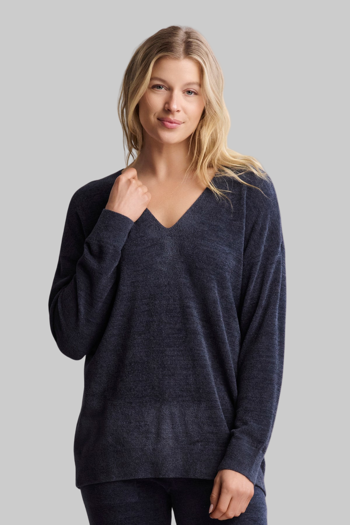 CozyChic Ultra Lite® V Neck Hi-Low Pullover- Tidewater