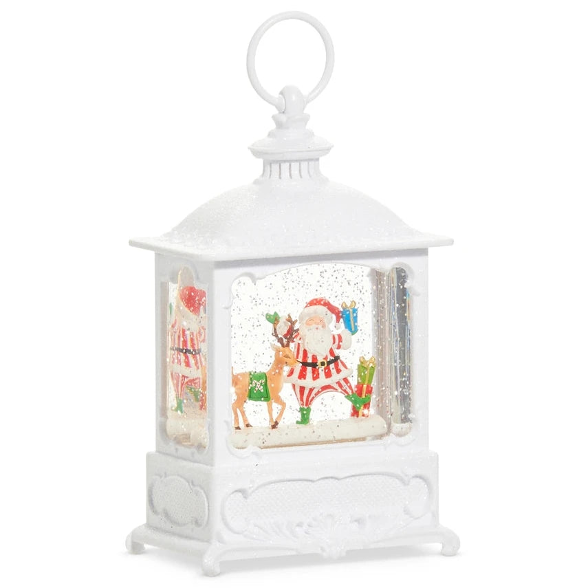 Whimsical Santa And Deer Musical Lighted Water Lantern