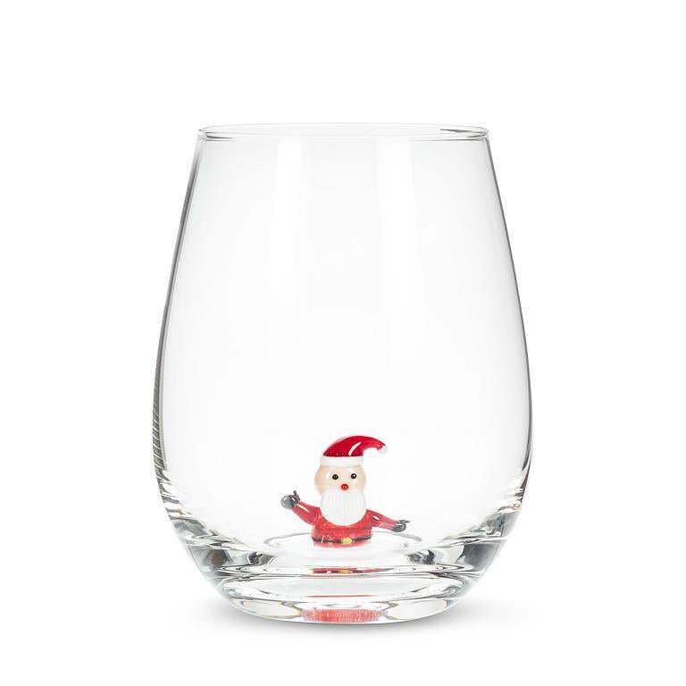 Santa Stemless Wine Glass