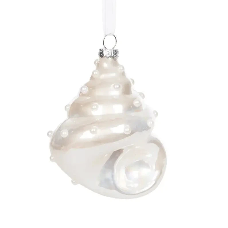 White Shell Blown Glass Ornament