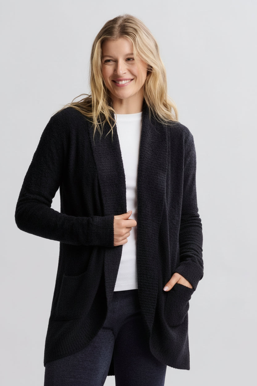 CozyChic Circle Cardigan- Black