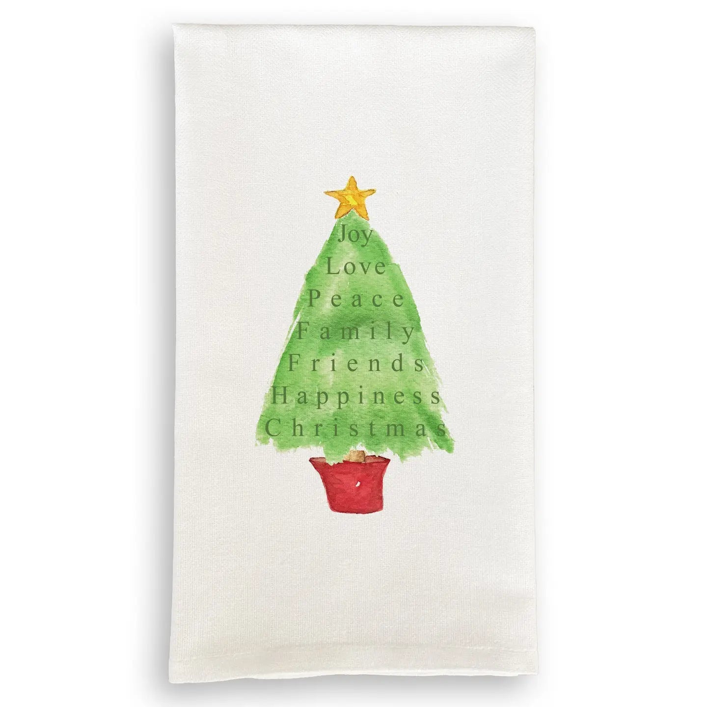 Christmas tree with quotes dish towel
