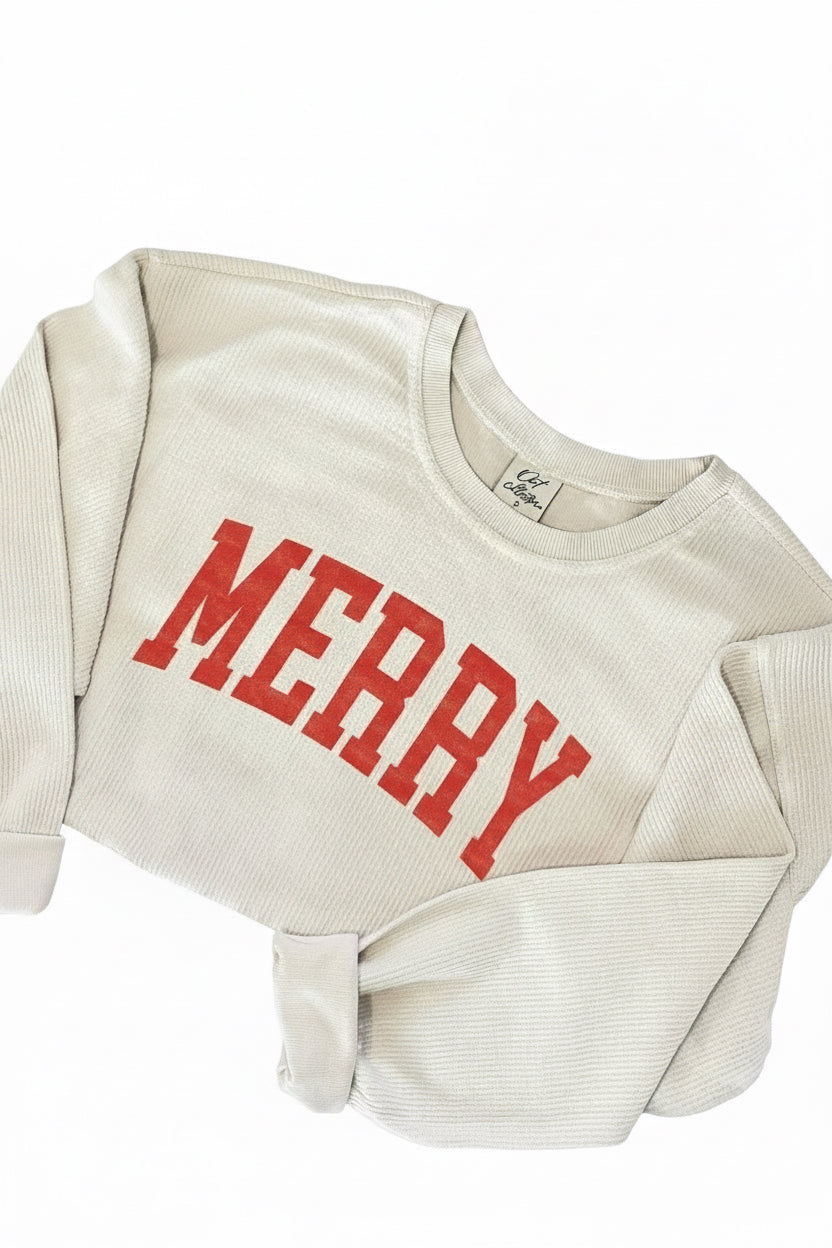 MERRY Cropped Thermal Vintage Pullover