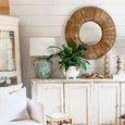 hand woven cane mirror