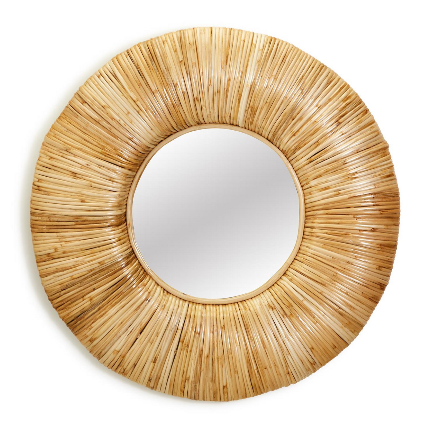 hand woven cane mirror
