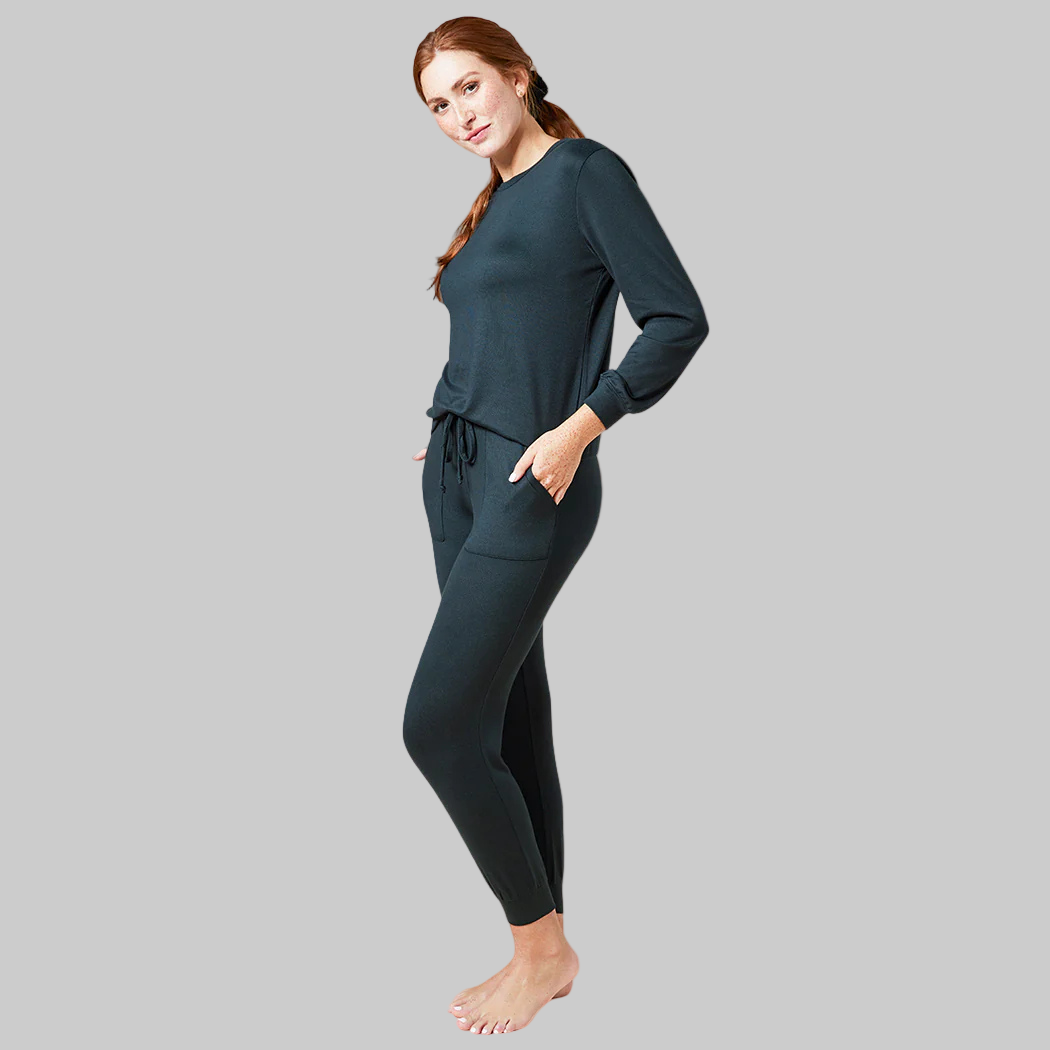 Dream Jersey Crew Neck Lounge Set- Black