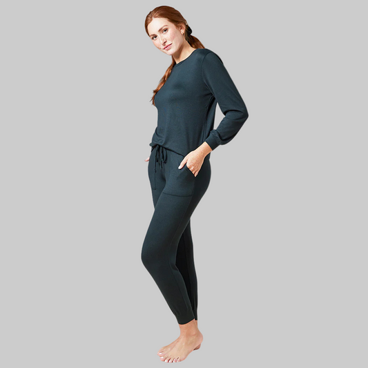 Dream Jersey Crew Neck Lounge Set- Black