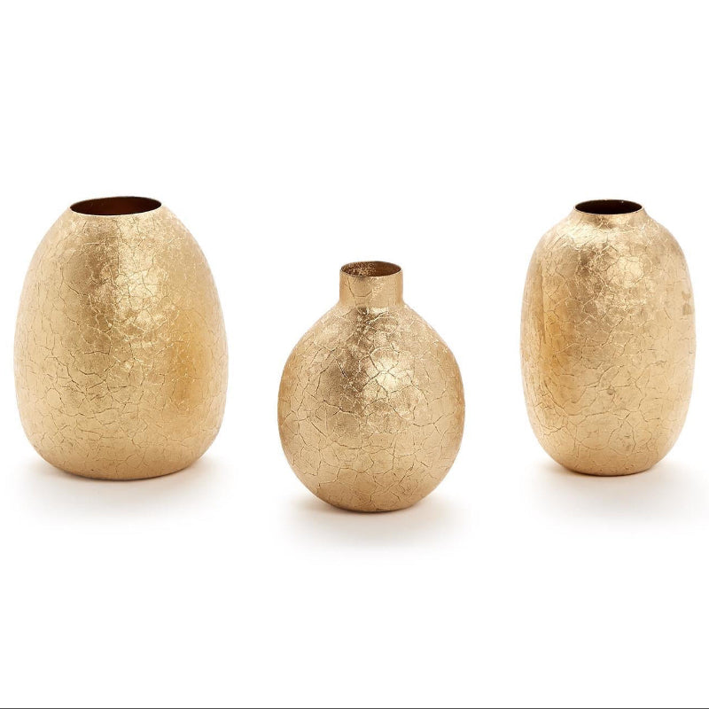 Golden Texture Set of 3 Golden Vases Includes 3 Shapes - Iron