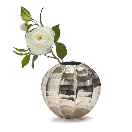 HAMMERED & ETCHED SILVER ROUND VASE