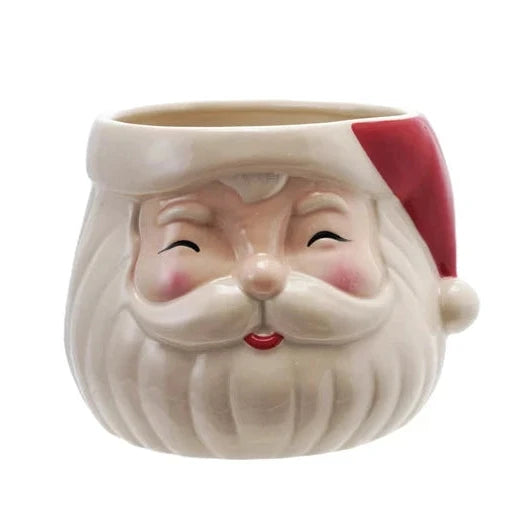 Stoneware Santa Head Shaped Planter