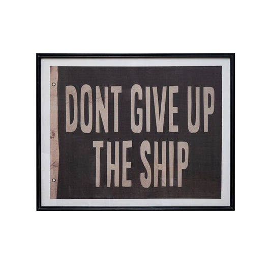 Wood Framed Glass Wall Décor with Vintage Reproduction Flag "Don't Give Up..."