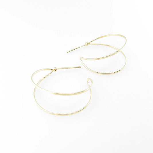 Forged Double Hoop Post Earrings