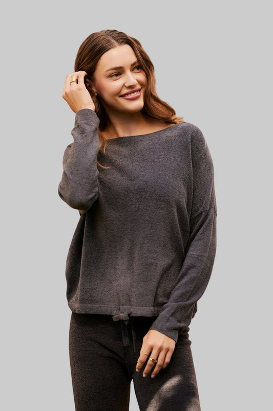 CozyChic Ultra Lite® Slouchy Pullover- Carbon