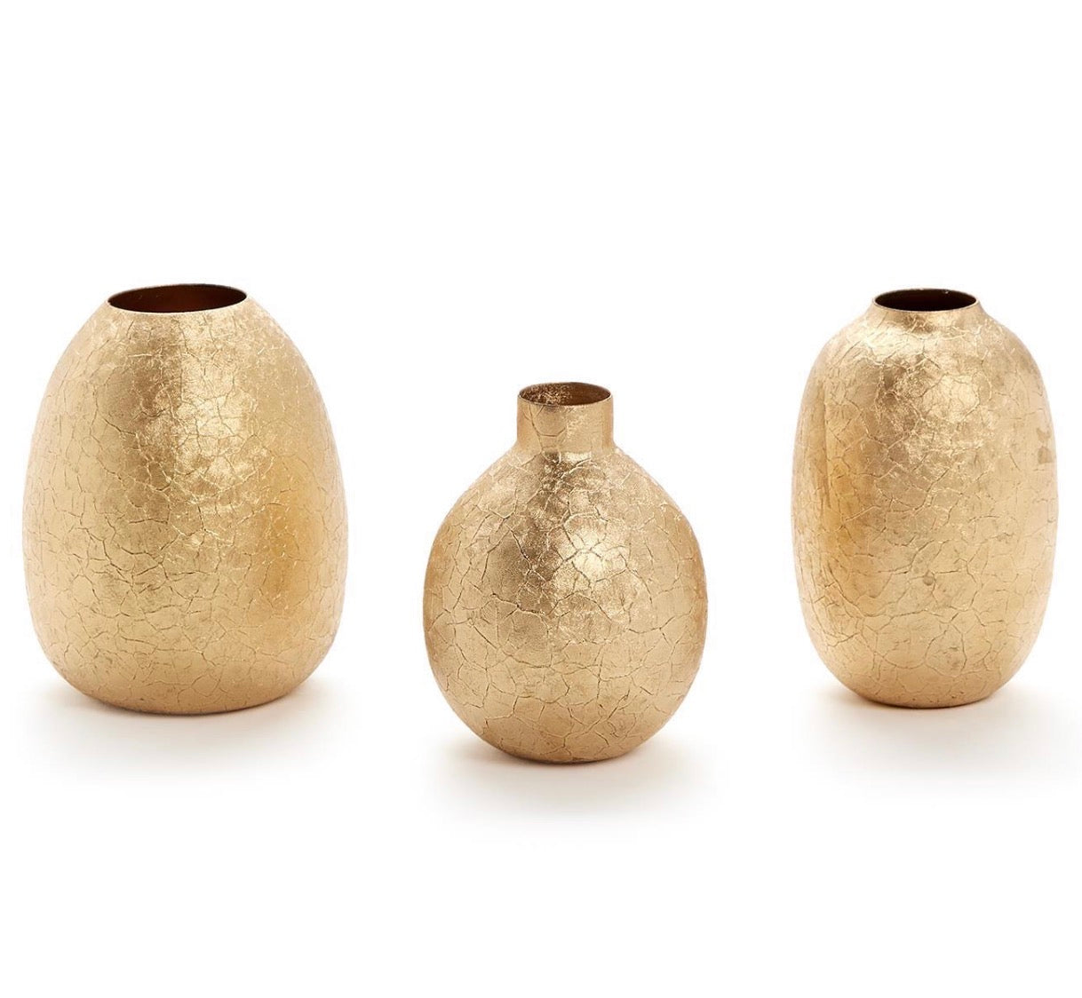Golden Texture Set of 3 Golden Vases Includes 3 Shapes - Iron