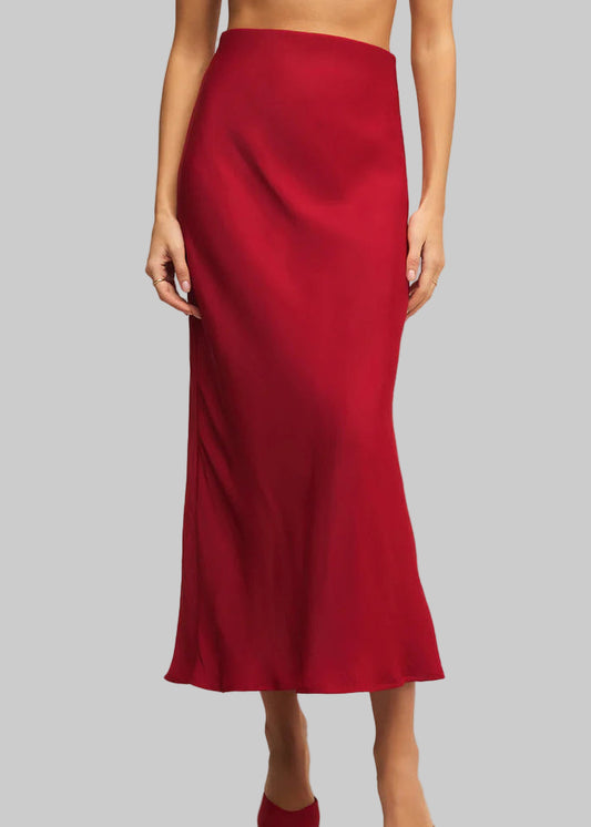 Europa Poly Sheen Skirt - Haute Red