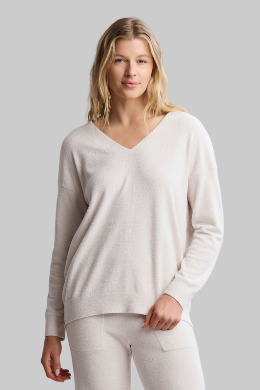 CozyChic Ultra Lite® V Neck Hi-Low Pullover- Almond