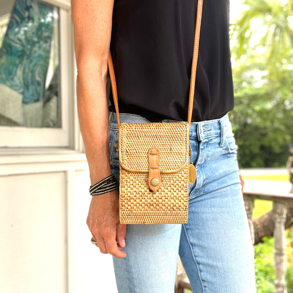 hand woven cellphone crossbody