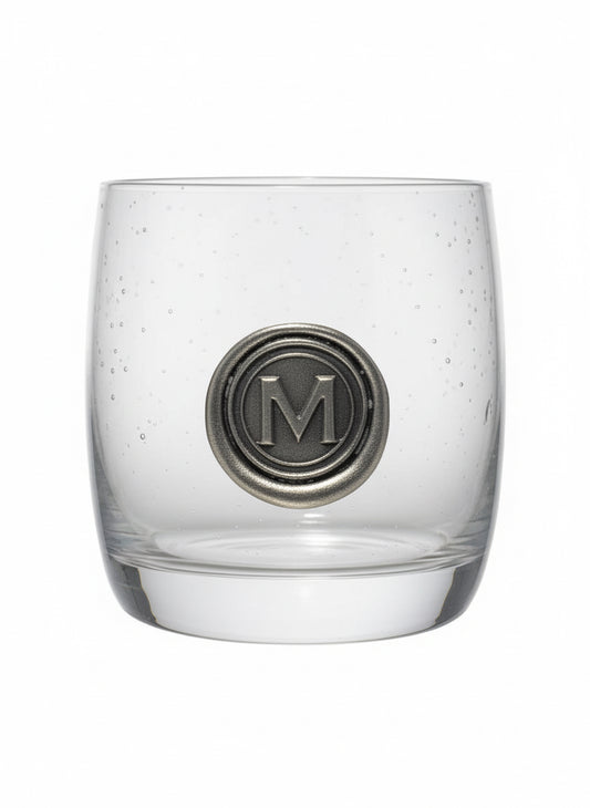 Double Old Fashioned Glass with Wax Seal Initial