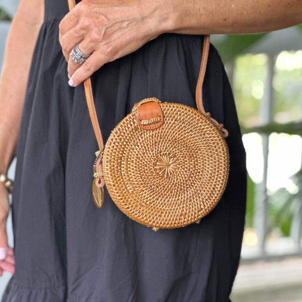 hand woven round crossbody