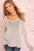shirt tail v cotton sweater