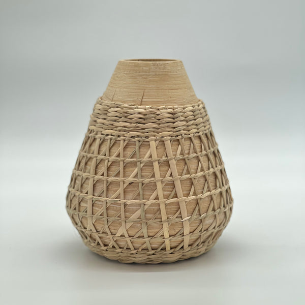 bamboo vase with seagrass wrap