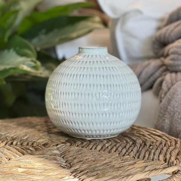 round white glaze vase