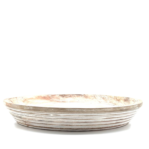round carved wood tray