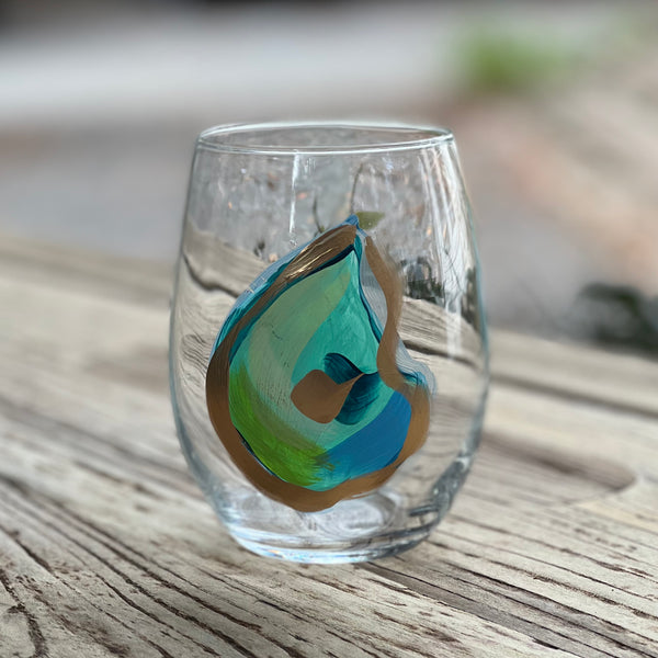 hand painted oyster shell glass