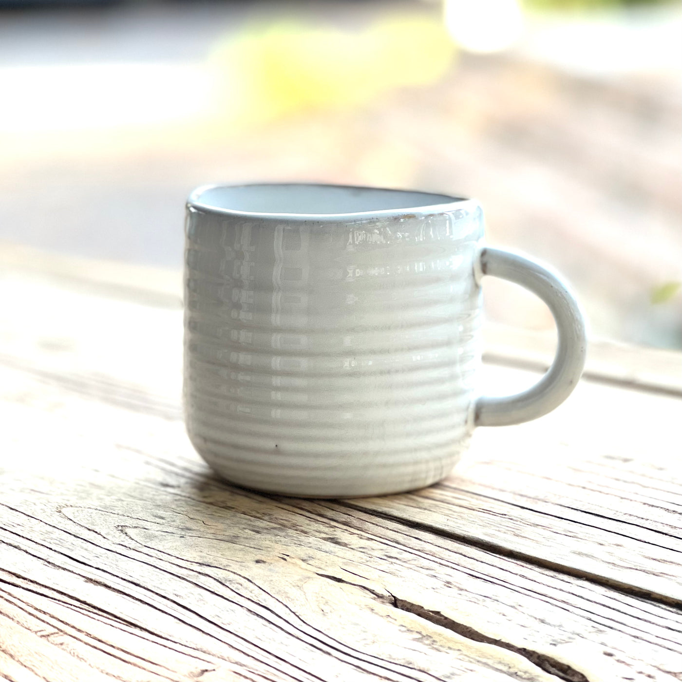 white ceramic stripe mug
