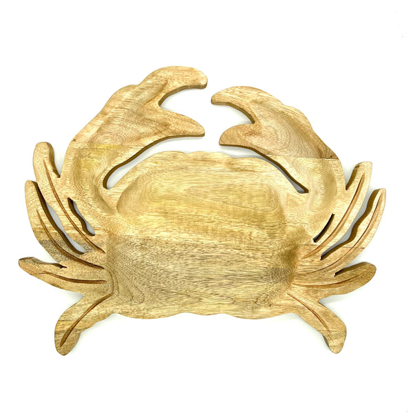carved wood crab platter
