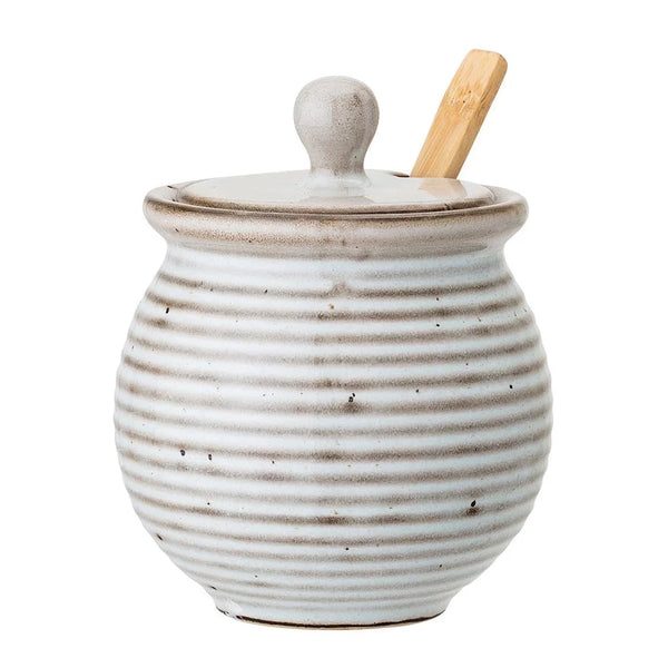 stoneware honey pot with dipper