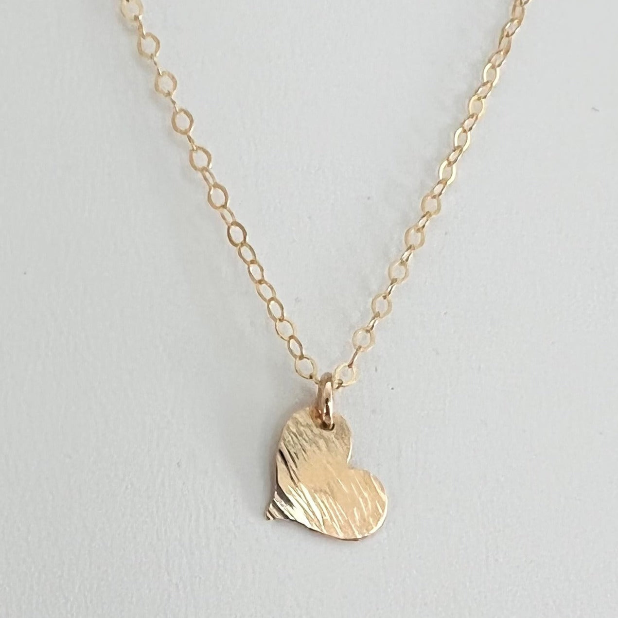 tiny hammered heart necklace